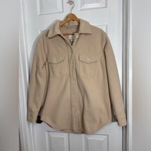 Joie Cream Button-Up Shirt Jacket Medium Size
